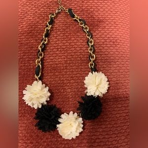 Talbots Black Ribbon chunky chain necklace with poms